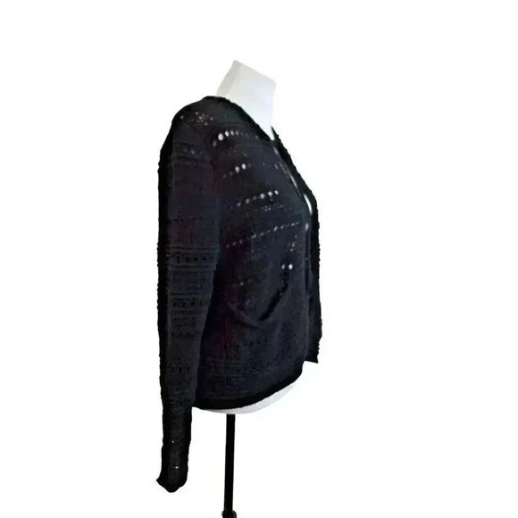 ZARA KNIT Womens Open Weave Crochet SWEATER - Size SMALL - Black Tassel … - Picture 7 of 10